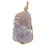 Wire Wrapped Natural Irregular Raw Amethyst Cluster Pendant Necklace Reiki Healing Purple Druzy Crystal Handmade Necklaces Gemstone Quartz Geode Unisex Jewelry