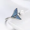 Bisaer 100 925 Sterling Silver Ring Female Mermaid Tail Justerbara fingerringar för kvinnor Bröllopsengagemangsmycken S925 GXR286 8602268