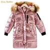-30 crianças jaqueta de inverno roupas menina quente casaco à prova d'água com capuz de casacos de algodão para crianças Outerwear Parka roupas H0909