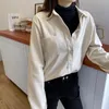 Women's Blouses & Shirts Corduroy White For Women Turn-down Collar Pockets Blouse Tops Elegant Female Blusas Femme 2022 Spring