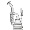 Clear Beaker Sprial Recycler Glass Bong Hookah Tobacco Tillbehör Rökning Rör med filter