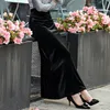 TIYIHAILEY Free Shipping New XS-10XL Long Maxi Straight Skirts Women Elastic High Waist Winter Customer Made Velour Velvet Skirt 210311