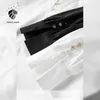Fansilanen Старинные слойки белая блузка рубашка женщины V-образным вырезом хлопок вскользь черная весенняя сторона сплит элегантный женский топ 210607