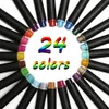 24 colori Fine Liner Pen Set Art Marker Disegno Penne colorate a inchiostro liquido Penne per pittura creativa Materiale scolastico di cancelleria Gancio Y200709