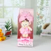 Articoli per feste Confezione regalo orsetto carino Garofano rosa Piccolo 3 fiori di sapone Moda Matrimonio San Valentino