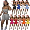 2021 Verão Mulheres Tracksuits Sexy Curto Dois Peça Calças Definir Outfits Lady Jogger Suits Suspensórios Tops Suit Plus Size Roupas