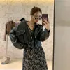 여자 가죽 여성 가짜 재킷 여자 한국 고가의 거리 모토 바이커 지퍼 지퍼 여성 2022 스프링 느슨한 스트리트웨어 대형 크기