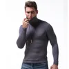 T-shirt à manches longues Hommes Turtleneck Modal Tshirt T-shirts élastiques serrés doux et respirant 210317