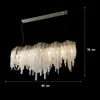 Modern Linear Chandelier Tassels Chrome Chain Pendant Lamps Contemporary Lighting Fixture for Dining Room Kitchen Island Round Rectangle Wall Light Fixtures