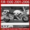 طقم الجسم ل Yamaha FJR-1300 FJR1300A FJR 1300 A CC 2001-2006 هيكل السيارة 106no.115 FJR1300 01 02 03 05 05 05 05 White Blow FJR-1300A 2001 2002 2003 2004 2005 2005 oem Fairing