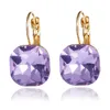 Mode or couleur carré boucles d'oreilles blanc rose bleu vert violet cristal autrichien strass boucle d'oreille pour les femmes bijoux