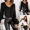 2021 Spring New Fashion Solid Blouse Women Elegant Autumn V Neck Shirt Office Ladies Sexy Long Sleeve Slim Tops Blusa Streetwear 21302