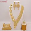 Set di gioielli da sposa placcati in oro 24K Dubai Collana Orecchini Bracciale Anelli Regali Set di gioielli da sposa per le donne 220224