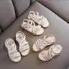 Sandalet Kızlar Küçük Çocuklar Boncuklu Açık Toe Prenses Ayakkabı Çocuk Performansı 2021 Yaz