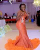 2022 Plus Taille Arabe Arabe ASO EBI Orange Luxueuse Sirène Pal Robes De Lace Perlée Soirée sexy Partie Formelle Seconde Réception Anniversaire Jours Robes Robe ZJ226