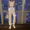 Mode Femmes Casual Taille élastique Jogger Pantalons Ensembles Sexy Slim Tube Top + Lâche Streetwear Pantalon Deux Pièces Femme Costumes Blancs Y0625