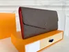 High Quality luxurys designers wallet Purse Woman Fashion Wallets Monogrames SARAH Flip Long Envelope Zipper Coin Purses With Box Dust Bag