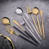 Stainless Steel Mirror Tableware Gold Knife Meal Spoon Fork Tea Spoon Flatware Simple Exquisite Western Dinner Cutleries 4 Colors HHA690