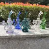 2021 Hookah Bong Glass DABリグマルチカラーグリーンレシール水ボンズスモークパイプ9インチ高さ14mm女性ジョイント石英バンガー