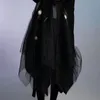 Röcke ZCSMLL 2021 Frauen Herbst Einfarbig Elastische Taille Schwarz Gaze Damen Mode Lässig Lose Asymmetrische Rock