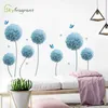 Creative Self-Adhesive 3D Blue Flower Wall Stickers Home Background Wall Decor Living Room Decoration Bedroom Decor Stickers 210929