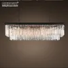 Modern Crystal Pendant Light Fixture Rektangel ljuskronor Lampa Populära Crystal Drop Lamparas för Lving Room Hotel Project Cafe Foyer