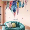 Dreamlike Feather Wall Decor Creative Stickers Wall Sticker Self-adhesive Bedroom Living Room Decoration Background Wallpaper 210929