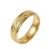 Troques de cluster gravado trigo para mulheres Shakin ouro cor de noivado anillos 316L Casamento de aço inoxidável moda bijoux femme presente
