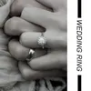 Anéis de casamento femininos moda redonda pedra preciosa anel de noivado de prata para mulheres joias de anel de diamante simulado