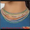 2Mm Cz Tennis Choker Necklace For Women 3 Colors White Red Green Elegance Multi Layer Trendy Fashion Women Gorgeous Jewelry European Y R7Iva