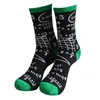 Men's Socks Breathable Men Women Knee-high Stockings Unisex Adults Funny Letter Formula Book Printing Mid-calf Length296t