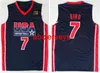 Masculino Retro College Stitched #7 larry bird #13 Chris Mullin #15 Johnson 1992 Dream Team Basketball Jersey S-XXL