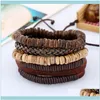 Beaded Jewelrybeaded Strands Multilayer Leather Bracelet For Women Magnet Clasp Charm Braided Wide Wrap Bracelets Bangles Female Bohemian