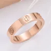 4MM 5MM CT001 Titanium Steel Silver Love Ring Men and Women Rose Gold Rings for Lovers Cain Ring for Gift