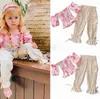 Floral Summer Girl Sets Baby Off the Shoulder Tight Top+Long Pants Sweet 2PCS Outfits Suit Clothes 2-7Y E94146 210610