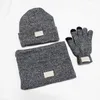 Chapeaux tricotés d'hiver, écharpes et gants Infinity, intérieur de cheveux fins, bonnets chauds et doux, gants noirs à cinq doigts