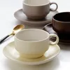 Mugs Creative Color Scrub Ceramic Concentration Coffee Cup With Dish Spoon Matte Western-Style 180 Ml