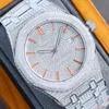 Relógios de pulso homens homens de diamante completo relógio de 40 mm de relógios mecânicos de 40 mm clássicos de aço inoxidável de aço inoxidável de luxo