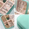 Luz azul mini caixa de jóias para brincos viagem mulheres colar de armazenamento caixas de presente portátil meninas jóias anel bracelete organizador EA jllygg