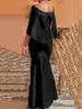2022 이브닝 파티 드레스 섹시한 어깨 머메이드 긴 로브 Femme 아프리카 플러스 사이즈 Pleated Prom 공식 가운