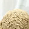ワイドブリム帽子折りたたみ可能なラフィアサンハットフロッピー夏女性ビーチパナマボウノットストロードームバケツキャップフェムシェードELOB22