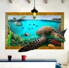 Salle de bains Stickers Muraux Tortue De Mer Animal 3D Amovible Art Décorations Décor pour Pépinière Bébé Chambre Salle De Jeux Salon Peintures Murales