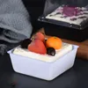 Kvadratisk form Cake Puff Packing Boxes Plast Klar Transparent bakplatta Engångsost Jelly Container