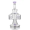 Duplo reciclador bong hookahs hélice girando percolador tubos de água bubbler reciclador plataformas petrolíferas fumaça com articulação de 14mm