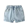 Lässige 3 4 6 8 9 10 12 Jahre Kinder Loch Sporttasche elastische Taille hübsche Sommer Denim Patch Kleidung Shorts für Baby Jungen 210529