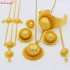 Adixyn NOUVEAU Pendentif bijoux érythréen/collier/boucles d'oreilles/bague/bracelets/chaîne de cheveux pour femmes couleur or cadeaux de mariage africains N06152 H1022