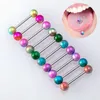 Anneaux de langue acrylique coloré anneau de mamelon Piercing barre d'haltère en acier inoxydable pour les femmes bijoux de corps de mode