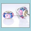 Шармные ювелирные выводы Компоненты Sier Flower Murano Стеклянные бусинки подходят для браслетов браслеты.