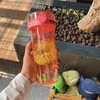 420/520ml Water Bottle With Lid Plastic Transparent s Straw Type Sports Student School Drink 211122