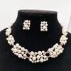 Imitation Pearl Elegant Bridal Jewelry Crystal Necklace Earrings for Girl Party Gift Rhinestone Engagement Jewelry Sets